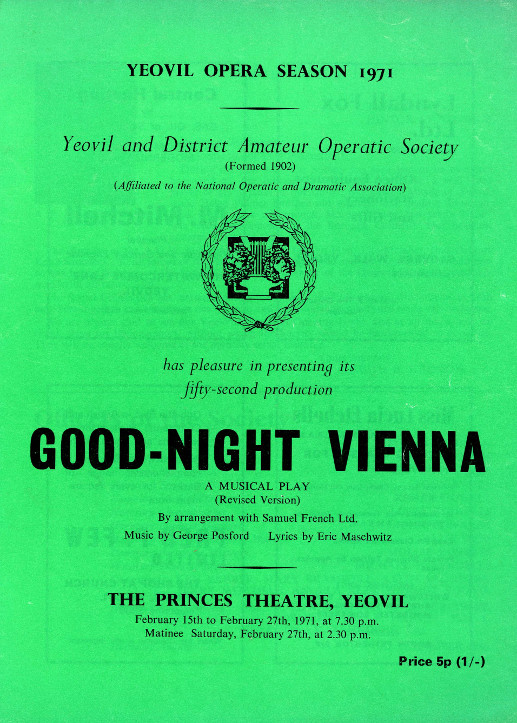 YAOS Production of 'Good-Night Vienna' 1971 - Programme Front Cover