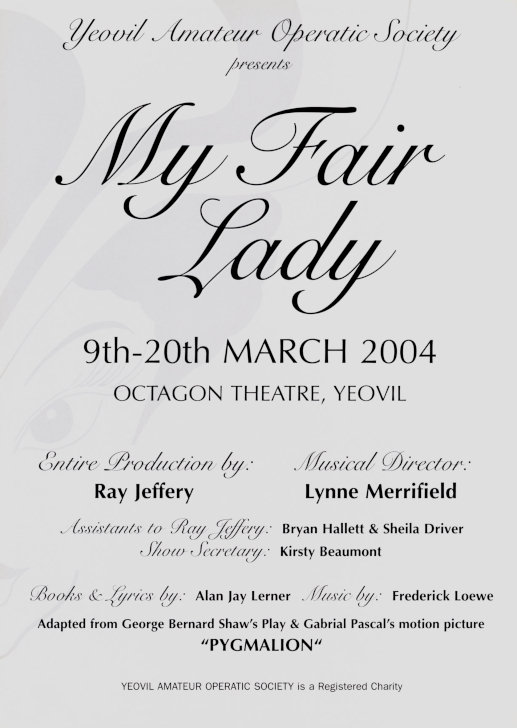 Inside Front Cover - Entire Production by Ray Jeffery, Musical Director Lynne Merrifield