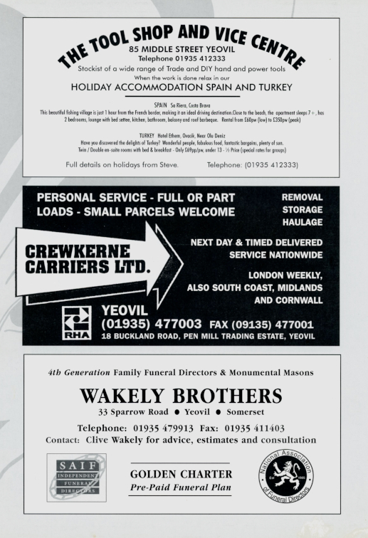 Pg 26: The Tool Shop & Vice Centre, Crewkerne Carriers Ltd, Wakely Brothers