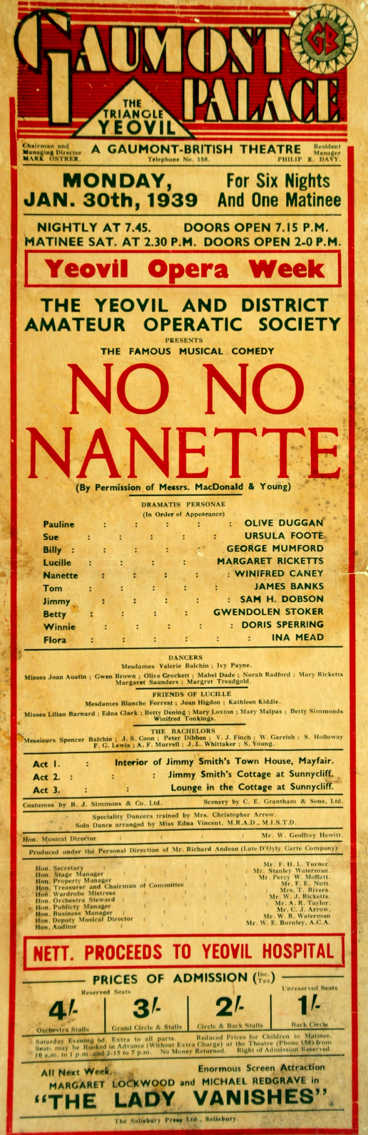 Poster advertising 'No, No, Nanette' 1939