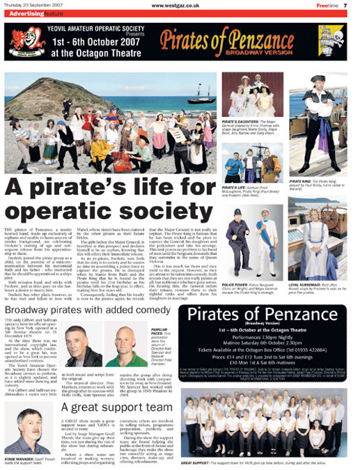 Feature page in the Western Gazette, 20 September 2007