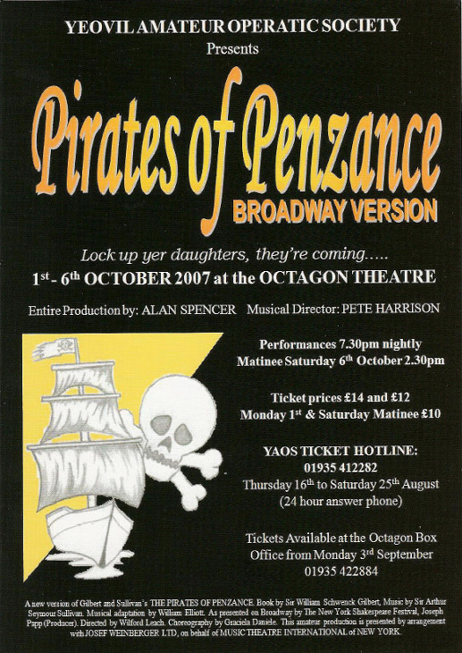 Publicity Leaflet for YAOS production of 'The Pirates of Penzance' (2007)