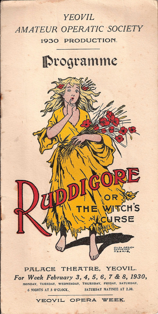 YAOS 1930 Production of 'Ruddigore' - Programme Front Cover for Ladies