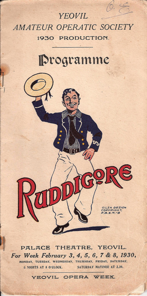 YAOS 1930 Production of 'Ruddigore' - Programme Front Cover for Gentlemen