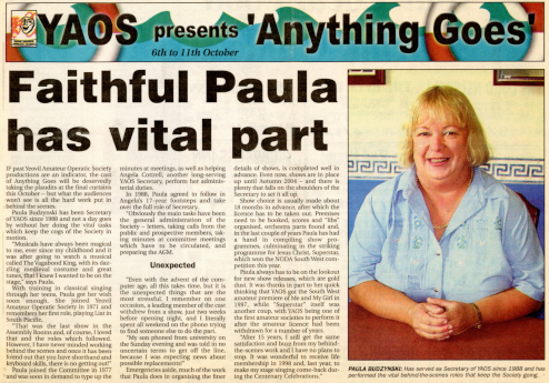 Faithful Paula - YAOS Secretary Paula Budzynski