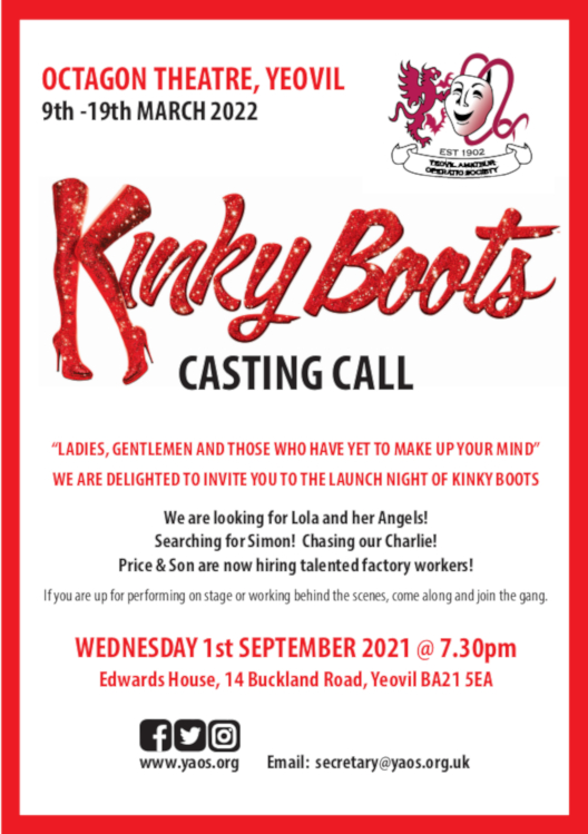 Kinky Boots Casting Call 1st September 2021