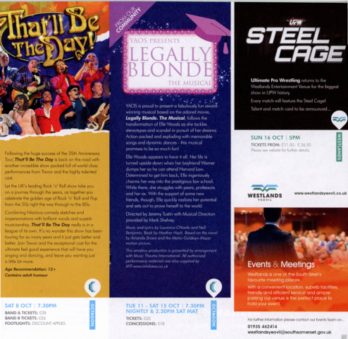 Advertisement for Legally Blonde in the Octagon Brochure