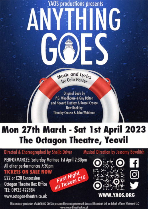 Programme Back Cover - YAOS Spring 2023 Production 'Anything Goes'