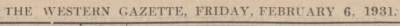 The Western Gazette, 6 February 1931