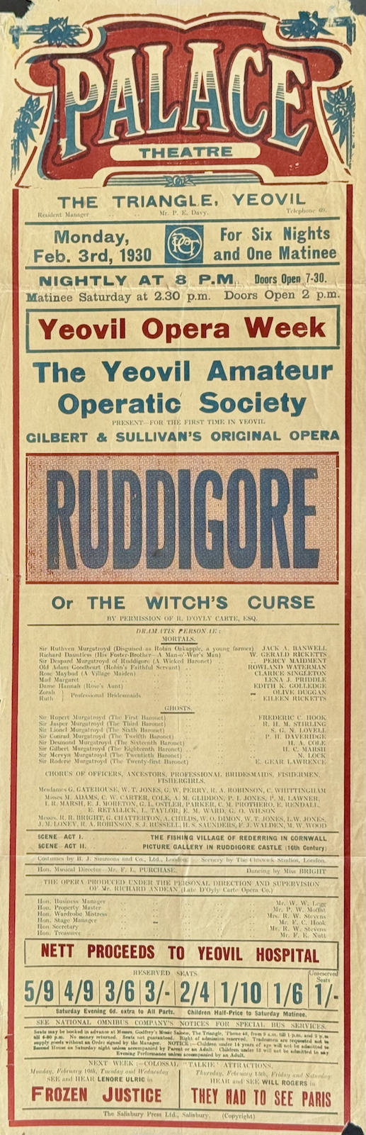 Poster for the YAOS 1930 production of 'Ruddigore'