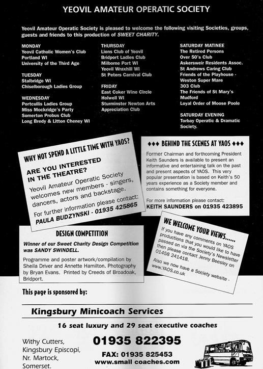 Page 16 Sweet Charity Programme: Page 16