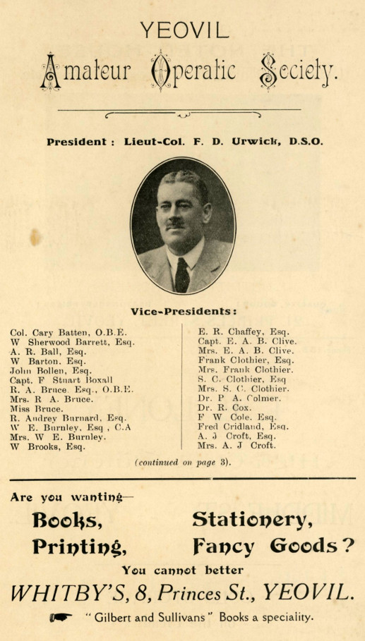 Page 01 - YAOS President Lieut-Col F D Urwick DSO